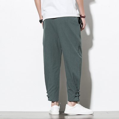 Pantalones Deportivos Hombre Algodón Lino Estilo Asiático - Image 2