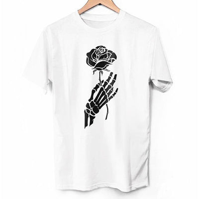 Playera Calavera y Rosa Manga Corta Cuello Redondo Verano - Image 13