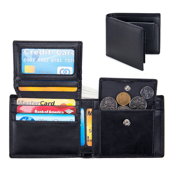 Billetera Corta de Cuero Genuino para Hombre - Diseño Trifold