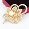 Fashion Crystal Pearl Bow Ladies Brooch Apparel Dorado