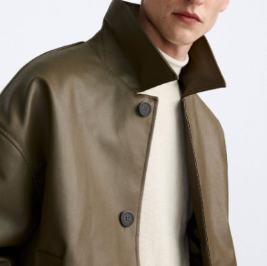 Chaqueta de Cuero Sintético Cuadrada para Hombre - Image 4