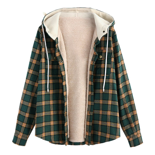 Chaqueta Hoodie Cuadrillé Acolchada para Mujer Talla Mediana - Image 5