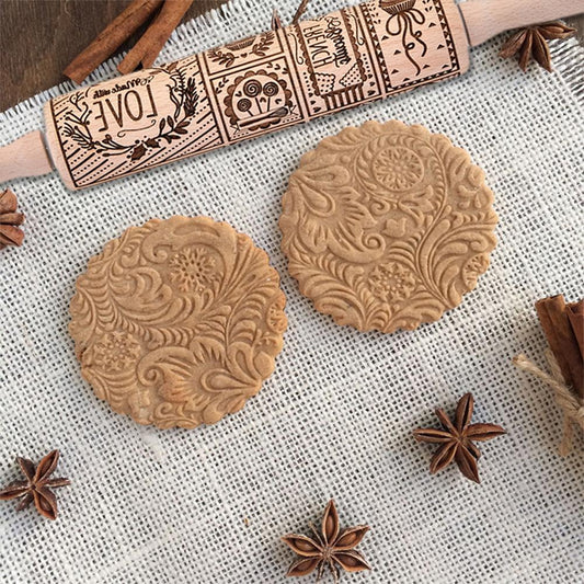 Rodillo para Galletas Navideño con Patrón de Copo de Nieve