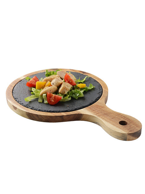 Plato de Madera para Pizza - Tabla Redonda de Madera Negra - Image 3