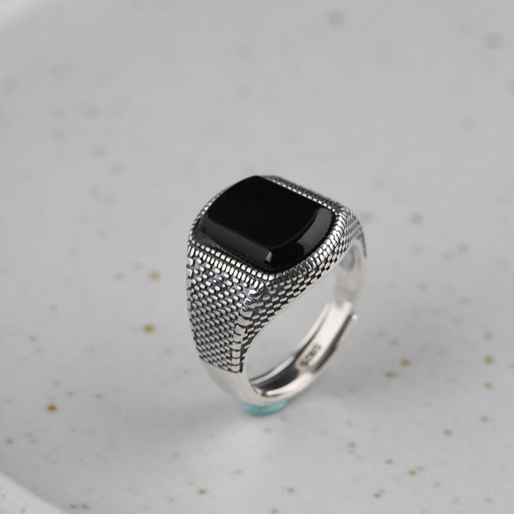 Anillo de Plata Tailandesa 925 Vintage Desgastado para Dedo Índice