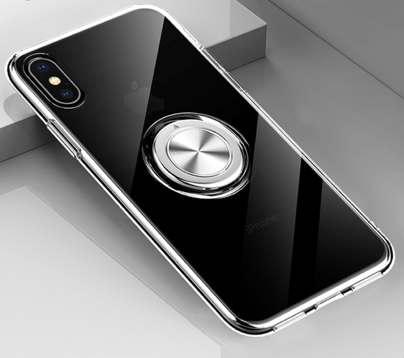 Funda Transparente con Anillo Magnético para iPhone - Soporte Adhesivo Compatible