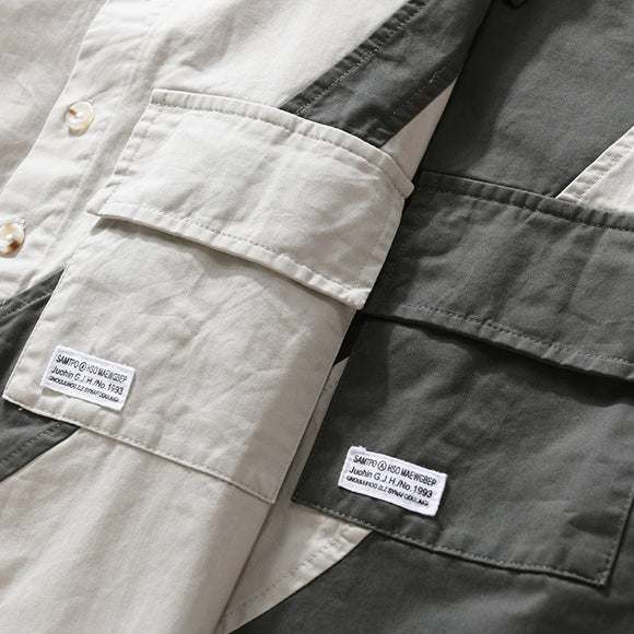 Camisa Masculina Estilo Tooling de Manga Longa com Costura Decorativa