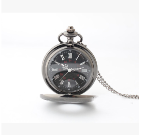 Reloj de Bolsillo Vintage Doble Compartimento Clásico Romano Negro - Image 5