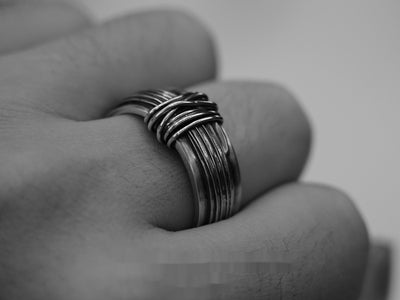Anillo Vintage Tejido a Mano con Alambre Pulido para Hombre - Image 7