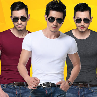 Camiseta Básica de Cuello Redondo Manga Corta para Verano