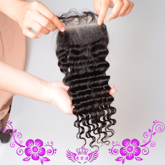 Peluca de Cabello Humano Tejido a Mano Onda Profunda con Cierre de Encaje Completo - Image 3