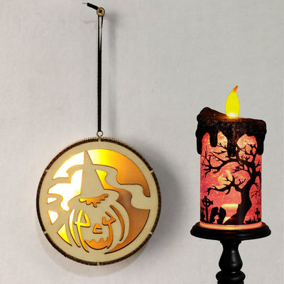 Colgante LED de Madera para Halloween - Decoración Calada a Láser - Image 30