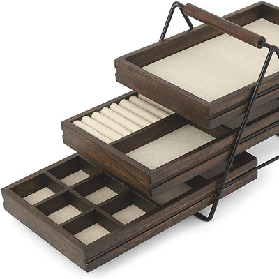 Organizador de Joyas de Madera con 3 Niveles - Perchero para Aretes, Collares y Relojes - Image 3