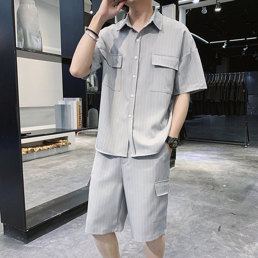 Conjunto de Moda Hombre: Chaqueta, Camisa y Pantalones a Rayas - Image 3