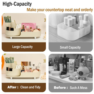 Organizador Giratorio de Maquillaje para Tocador - Gran Capacidad con Soporte para Brochas - Image 4