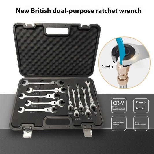 Llave Inglesa Ajustable con Carraca de Tubo Abierto