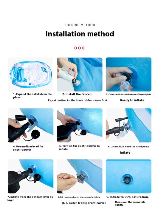 Bañera Plegable Inflable para Departamentos Pequeños - Tina Portátil PVC Resistente - Image 15