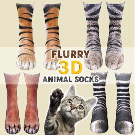 Calcetines Largos Unisex con Diseño de Garras de Gato 3D