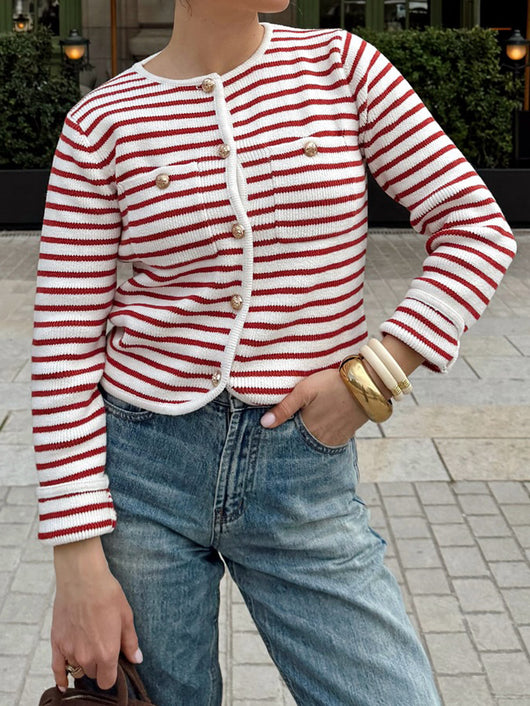 Camisa Casual a Rayas con Botones - Estilo Europeo y Americano - Image 9