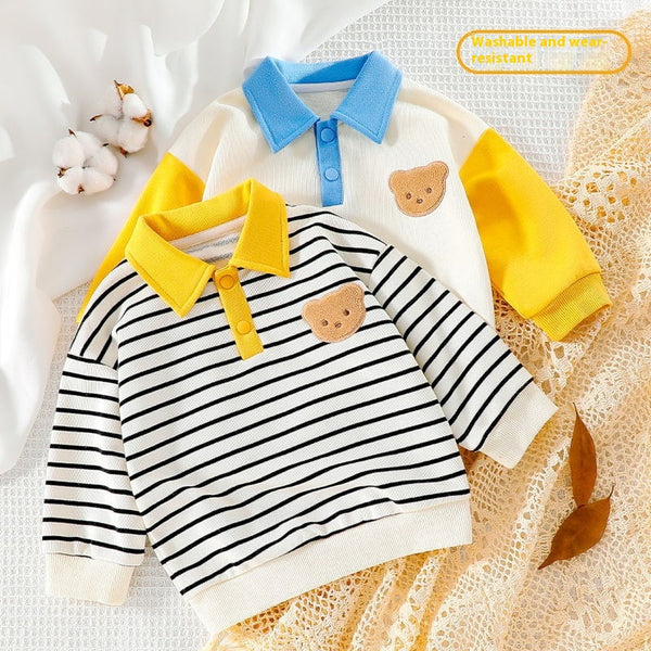 Camisa Infantil Primavera Otoño con Cuello Solapa