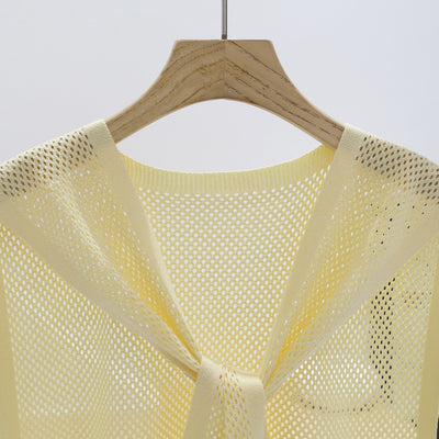Chaleco Tejido Coordinado - Conjunto 3 Piezas Camisa y Falda - Image 41
