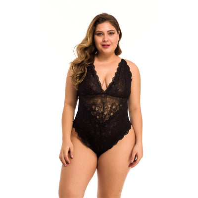 Lencería Sensual Talla Grande con Encaje y Malla - Image 9