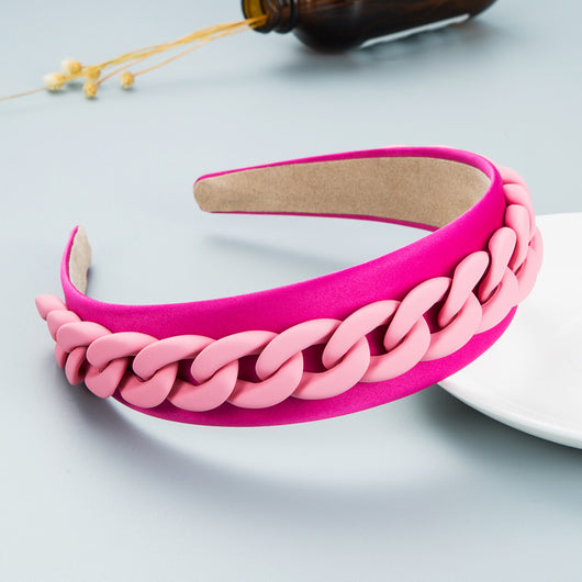Diadema Ancha con Cadena de Colores Macaron para Mujer - Image 10