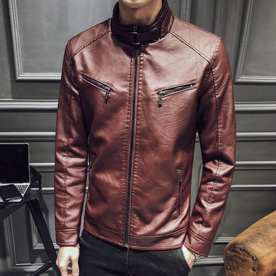 Chaqueta de Cuero para Hombre con Cierre de Cremallera - Image 4