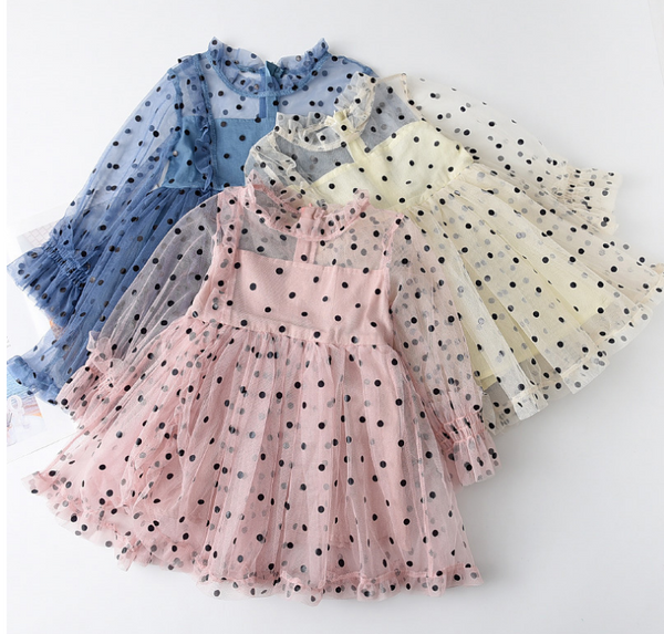 Vestido de Malla Manga Larga para Niñas - Colección Otoño