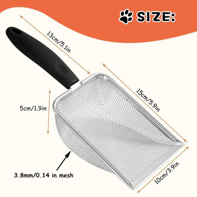 Pala Sanitaria de Acero Inoxidable con Malla - Limpiador de Arenero para Gatos - Image 2