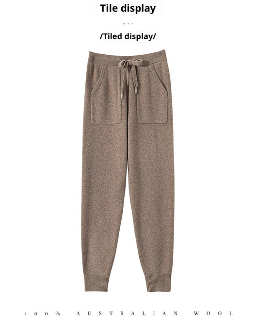Pantalones de Punto Otoño-Invierno para Mujer, Cintura Alta Drapeado Elegante Efecto Adelgazante - Image 18