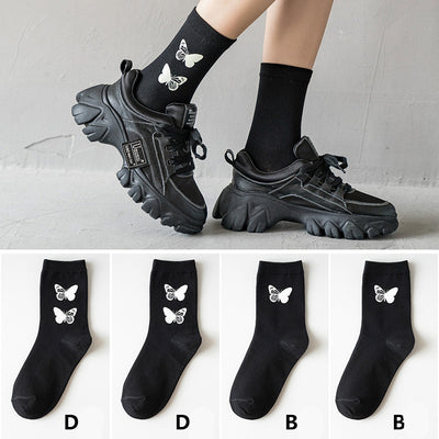 Calcetines Tubo Mariposa Luminosa para Mujer - Negros - Image 10