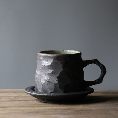 Juego de Taza y Platillo de Cerámica Artesanal Estilo Japonés - Image 2