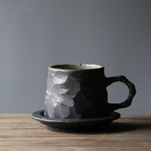 Juego de Taza y Platillo de Cerámica Artesanal Estilo Japonés - Image 2