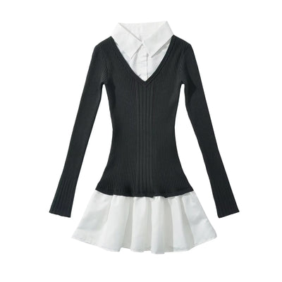 Suéter Preppy Falso Dos Piezas para Otoño e Invierno - Image 10