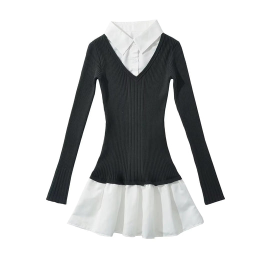 Suéter Preppy Falso Dos Piezas para Otoño e Invierno - Image 10