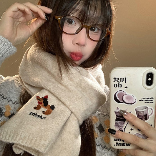 Bufanda Térmica Infantil con Bordado de Cachorro - Diseño Adorable para Otoño e Invierno - Image 3