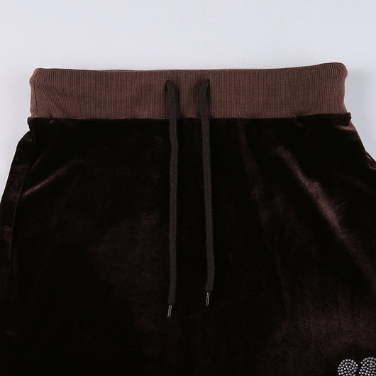 Falda Corta Terciopelo Rojo Corazón Diamante Ajustable - Image 22