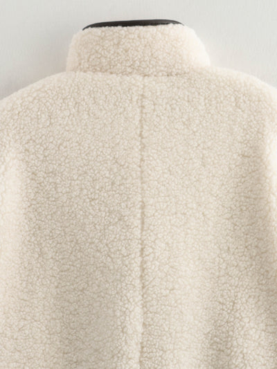 Abrigo Mujer Cuello Alto Contraste Botones Suelto y Cálido Invierno - Image 16