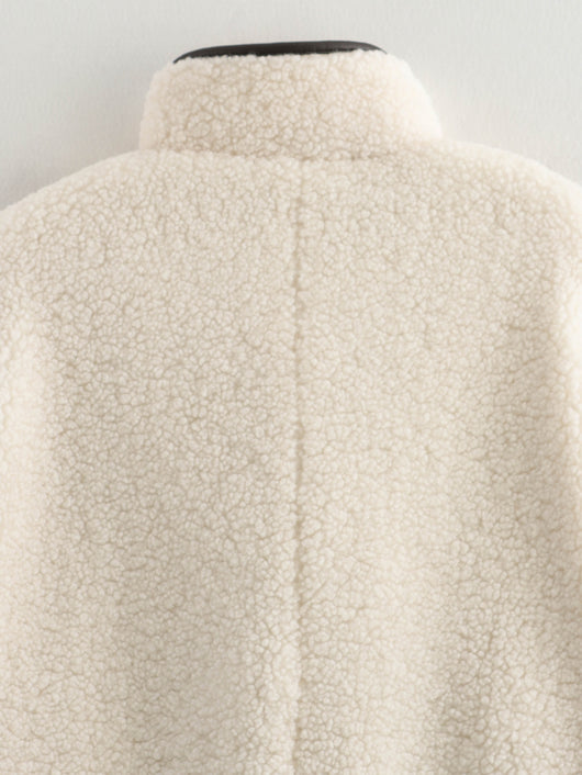 Abrigo Mujer Cuello Alto Contraste Botones Suelto y Cálido Invierno - Image 16