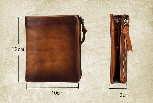 Billetera Retro de Cuero Genuino con Doble Cierre para Hombre - Image 12
