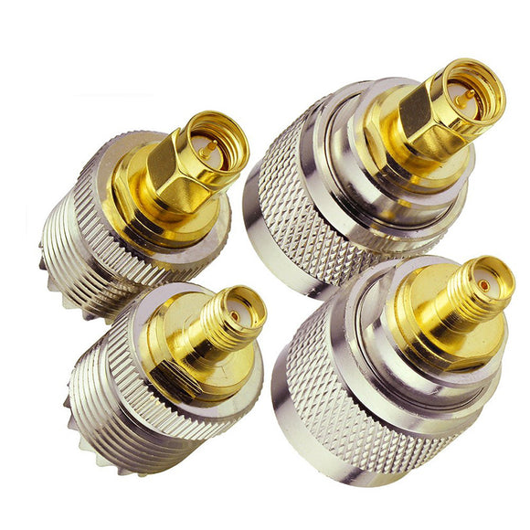 Kit de 4 Conectores UHF PL259 Macho-Hembra SO239 para Intercomunicadores de Motocicleta
