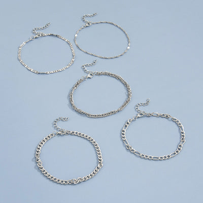 Set de 5 Tobilleras Cadena Serpiente Retro Metal Elegante - Image 6