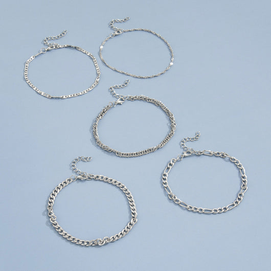 Set de 5 Tobilleras Cadena Serpiente Retro Metal Elegante - Image 6