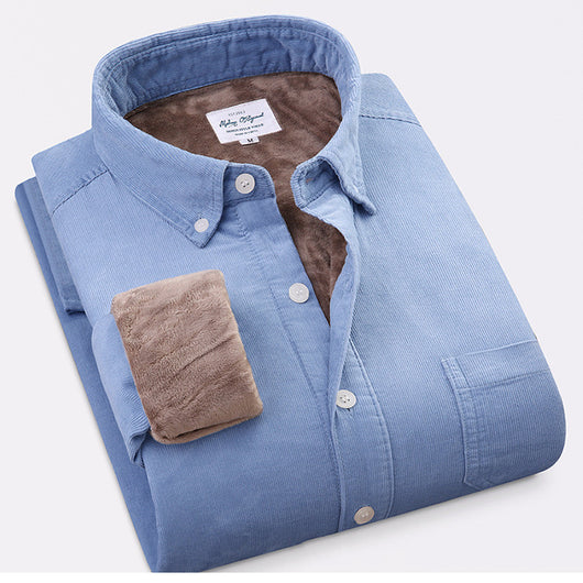Camisa de Pana de Algodón Puro Cálida de Manga Larga para Hombre - Image 5