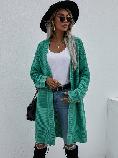 Cardigan Largo Tejido Liso para Mujer - Suéter de Moda Versátil - Image 11