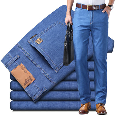 Pantalones Denim Hombre Primavera Verano Corte Recto Suelto Estilo Ejecutivo - Image 6