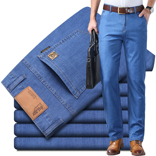 Pantalones Denim Hombre Primavera Verano Corte Recto Suelto Estilo Ejecutivo - Image 6