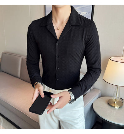 Camisa Casual de Manga Larga con Cuello Cubano - Image 21