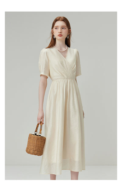 Vestido Jacquard Tencel Escote V con Textura - Image 15